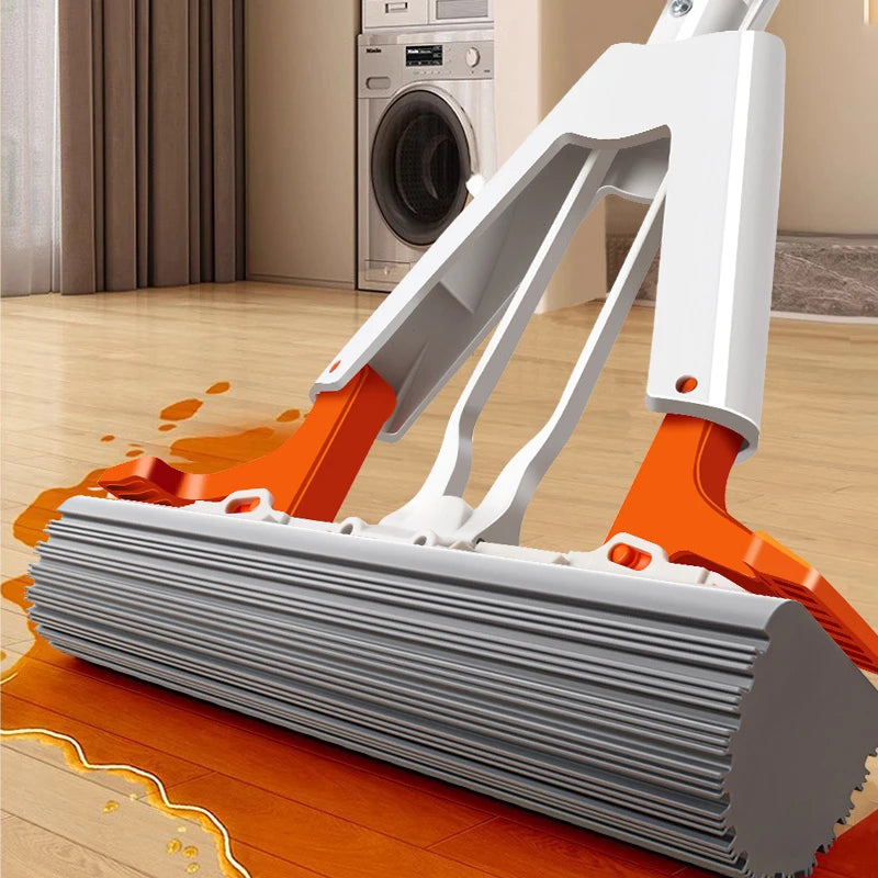 Hands-Free Self-Cleaning Flat Mop – Reusable & Easy Drain