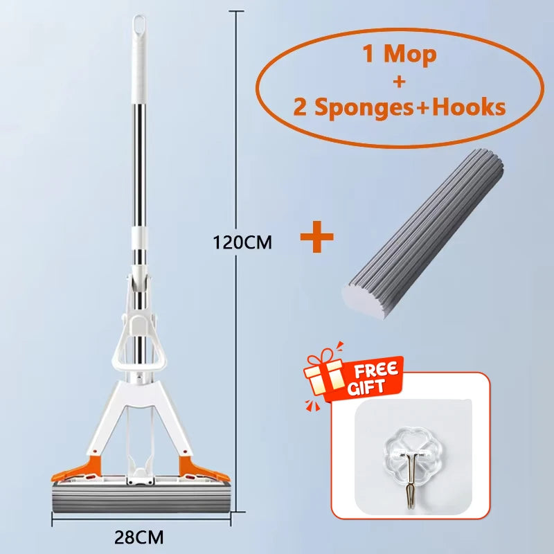 Hands-Free Self-Cleaning Flat Mop – Reusable & Easy Drain